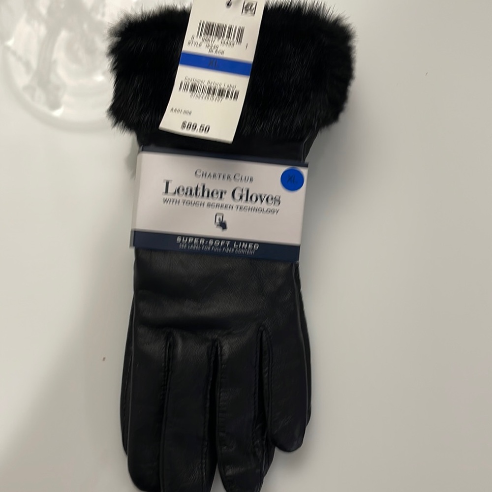 Ladies, charter club, leather gloves, extra large